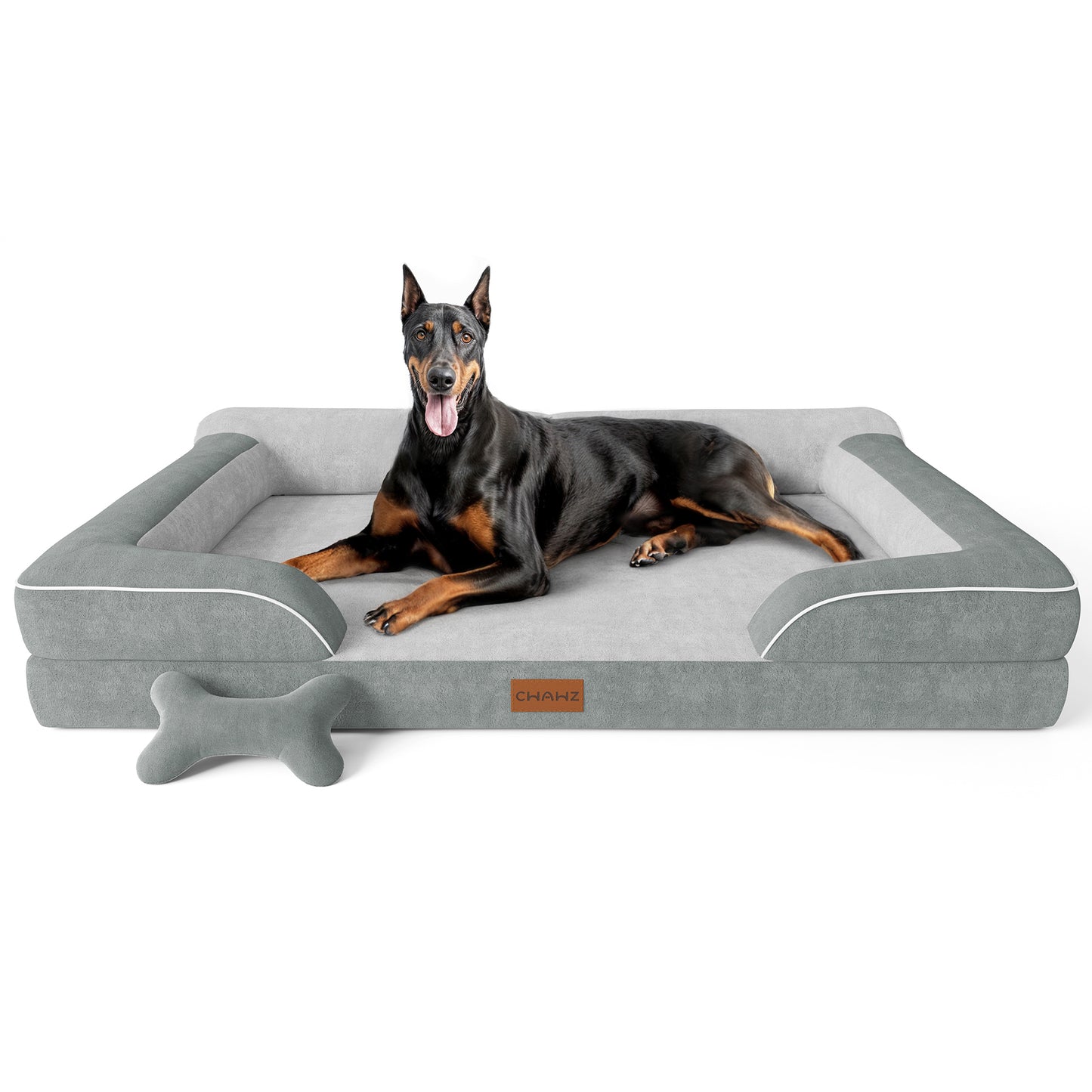 Dog Beds for Large Dogs, Orthopedic Dog Bed with Cooling Gel Memory Foam, Waterproof Large Dog Bed with Removable Washable Cover, 36" Dog Sofa Couch Dutch Velvet with Bone Toy