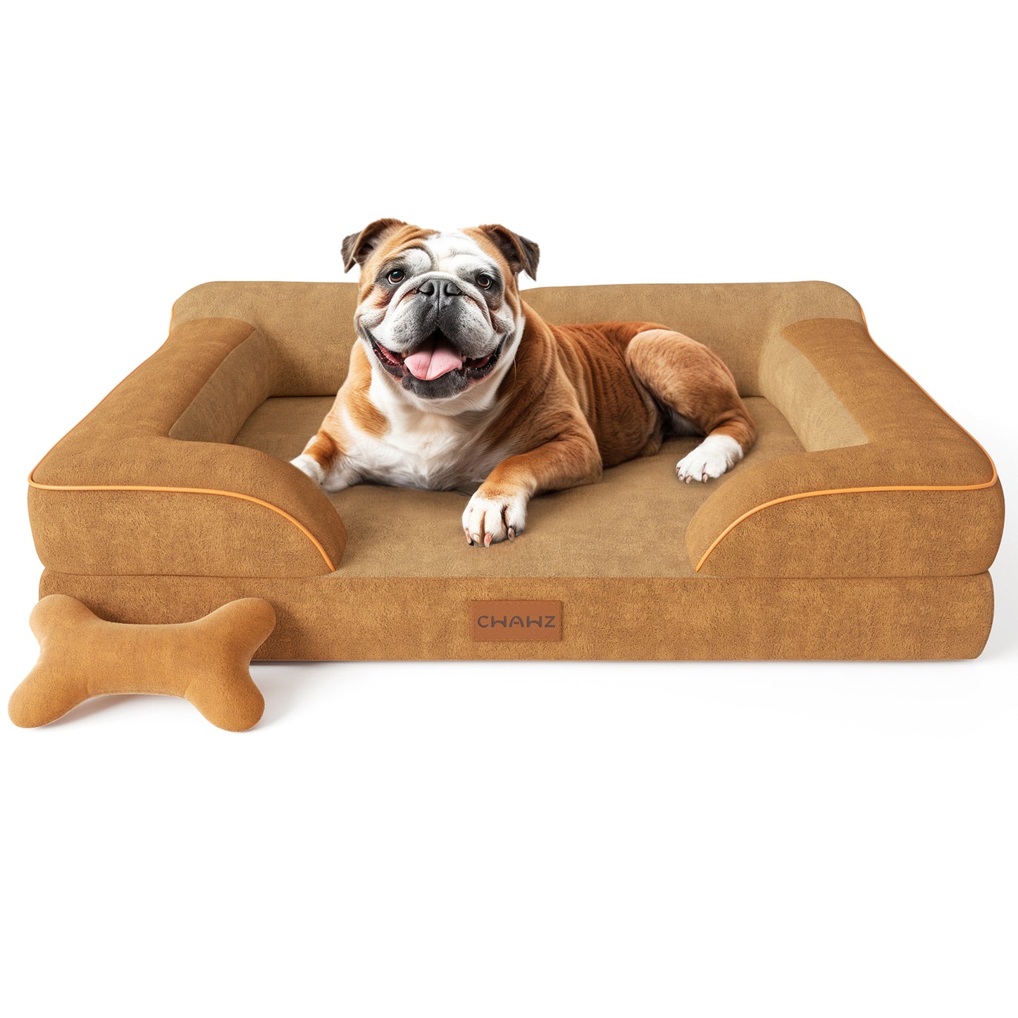 Dog Beds for Large Dogs, Orthopedic Dog Bed with Cooling Gel Memory Foam, Waterproof Large Dog Bed with Removable Washable Cover, 36" Dog Sofa Couch Dutch Velvet with Bone Toy