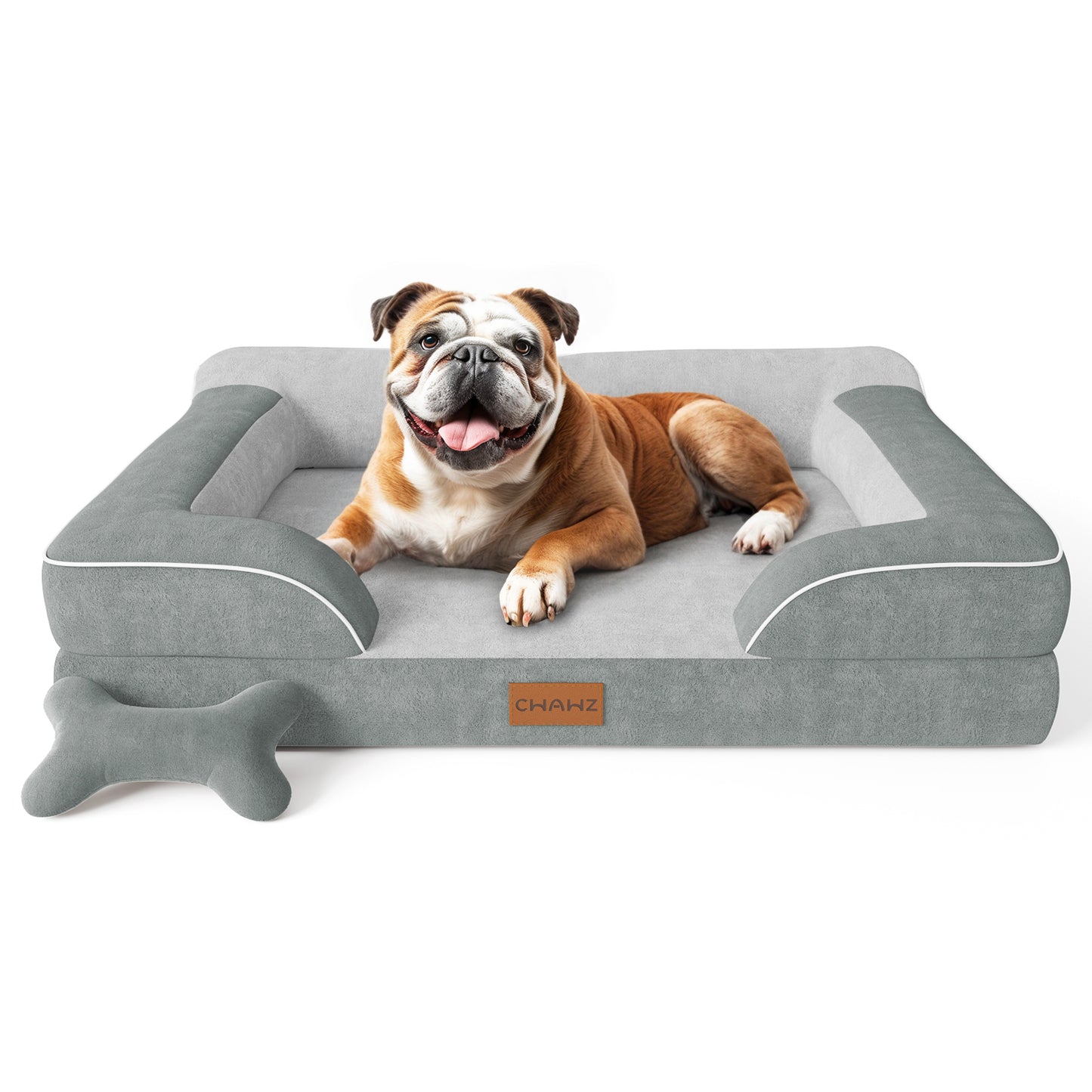 Dog Beds for Large Dogs, Orthopedic Dog Bed with Cooling Gel Memory Foam, Waterproof Large Dog Bed with Removable Washable Cover, 36" Dog Sofa Couch Dutch Velvet with Bone Toy