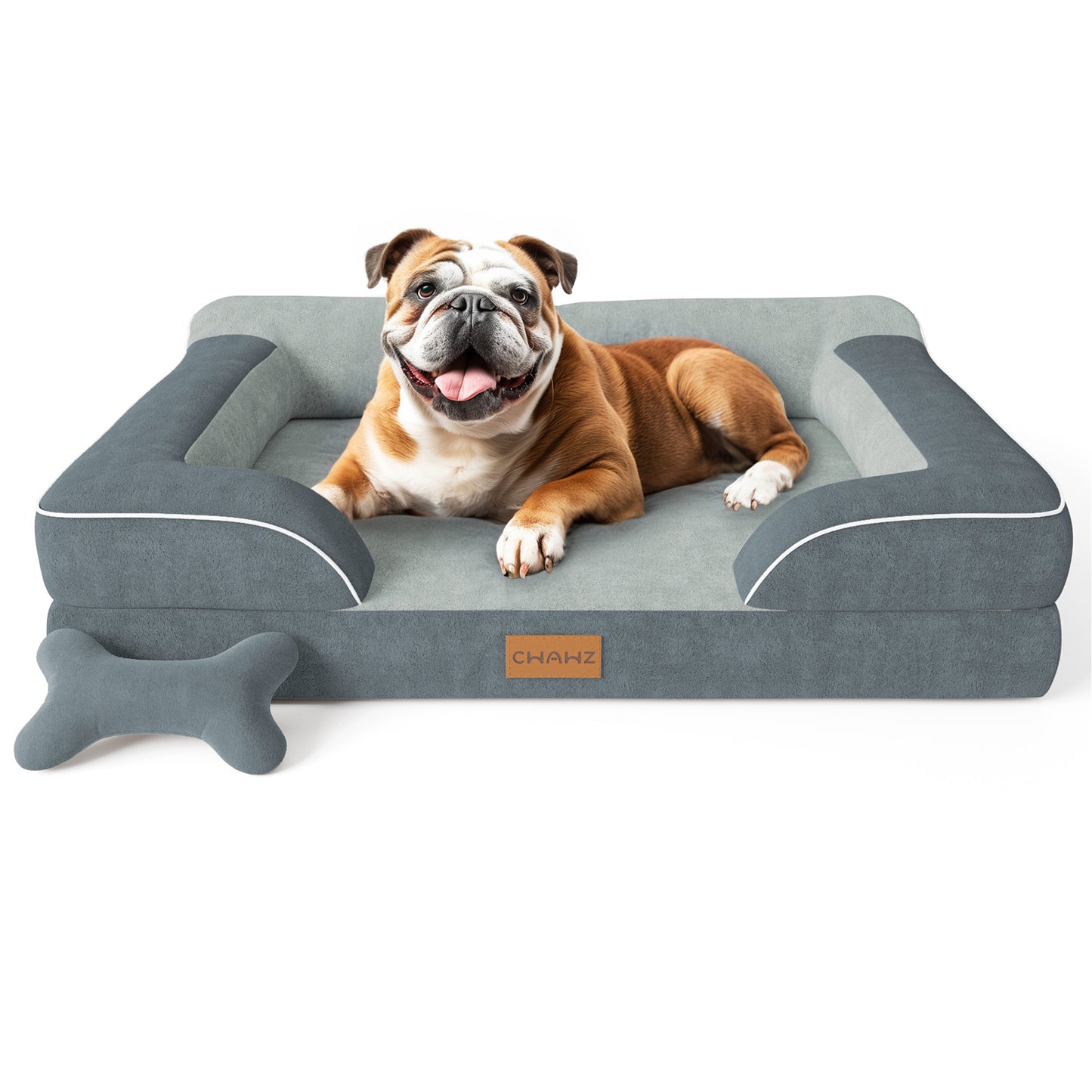 Dog Beds for Large Dogs, Orthopedic Dog Bed with Cooling Gel Memory Foam, Waterproof Large Dog Bed with Removable Washable Cover, 36" Dog Sofa Couch Dutch Velvet with Bone Toy