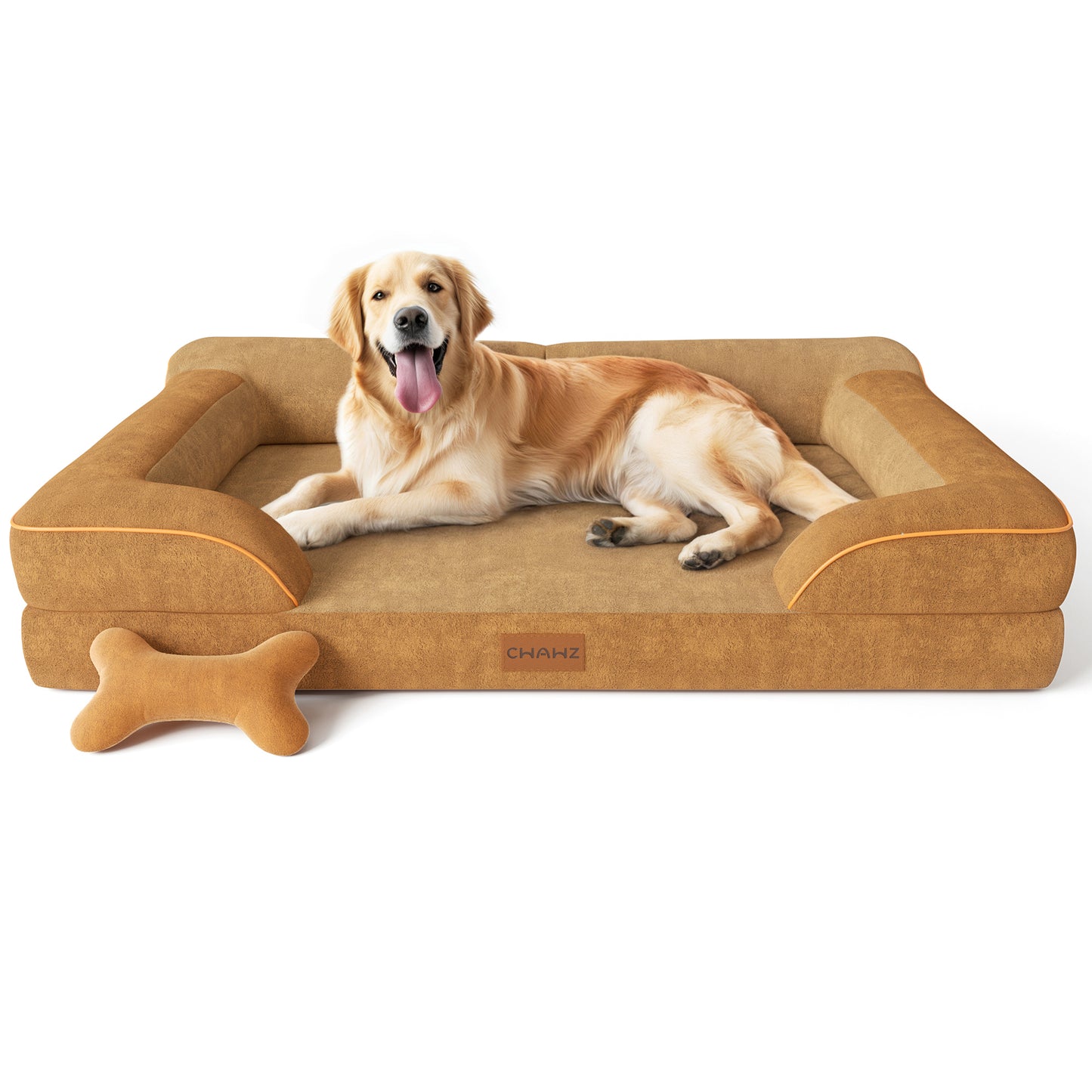 Dog Beds for Large Dogs, Orthopedic Dog Bed with Cooling Gel Memory Foam, Waterproof Large Dog Bed with Removable Washable Cover, 36" Dog Sofa Couch Dutch Velvet with Bone Toy