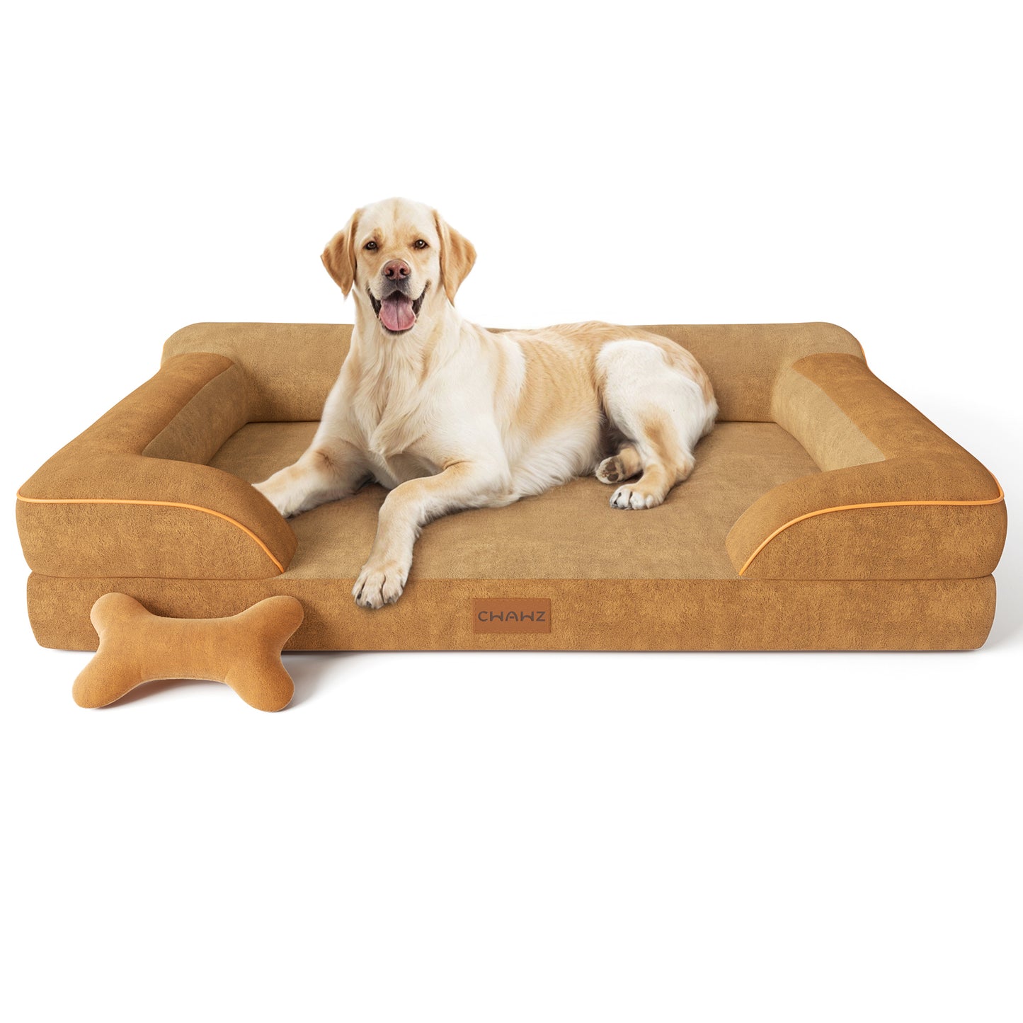 Dog Beds for Large Dogs, Orthopedic Dog Bed with Cooling Gel Memory Foam, Waterproof Large Dog Bed with Removable Washable Cover, 36" Dog Sofa Couch Dutch Velvet with Bone Toy