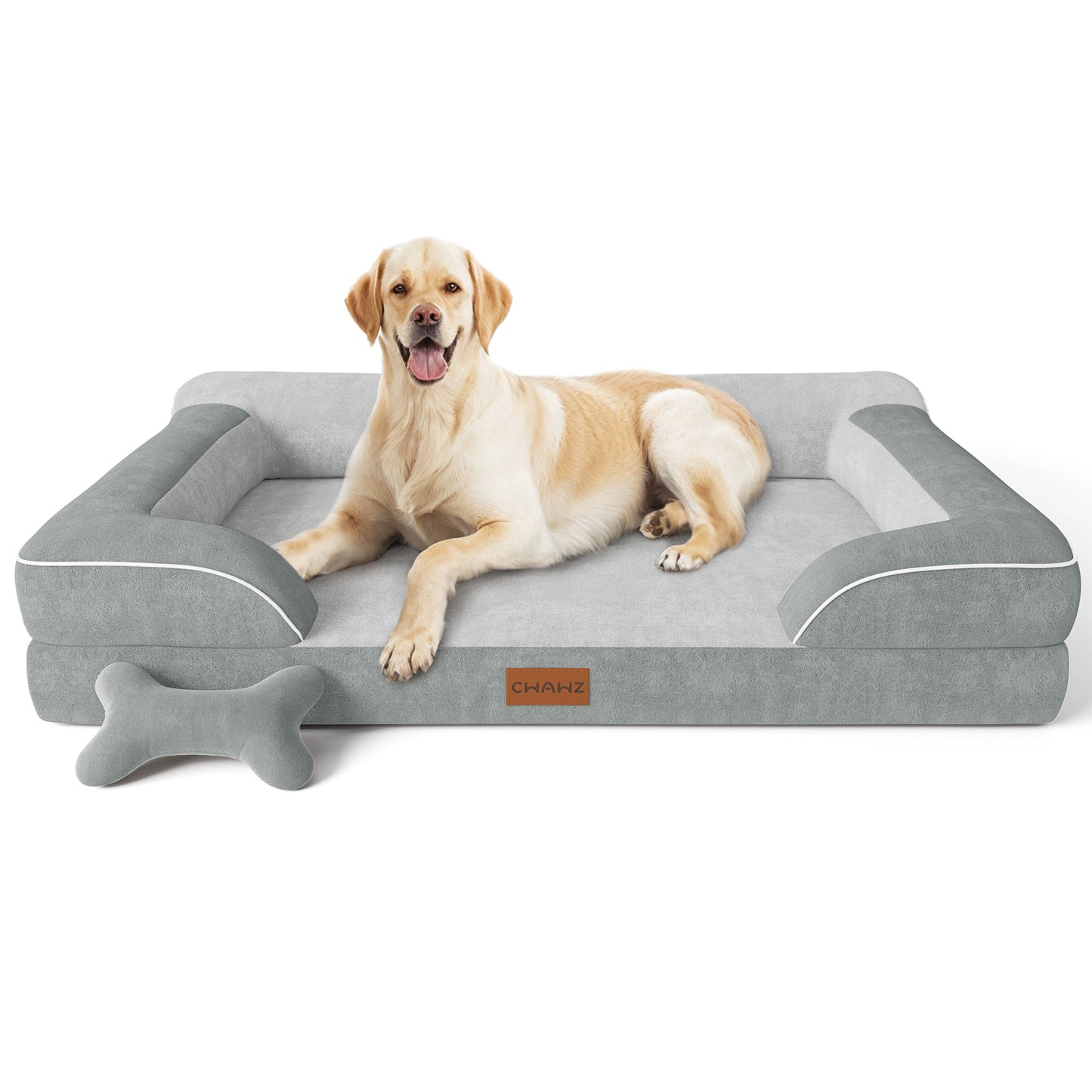 Dog Beds for Large Dogs, Orthopedic Dog Bed with Cooling Gel Memory Foam, Waterproof Large Dog Bed with Removable Washable Cover, 36" Dog Sofa Couch Dutch Velvet with Bone Toy