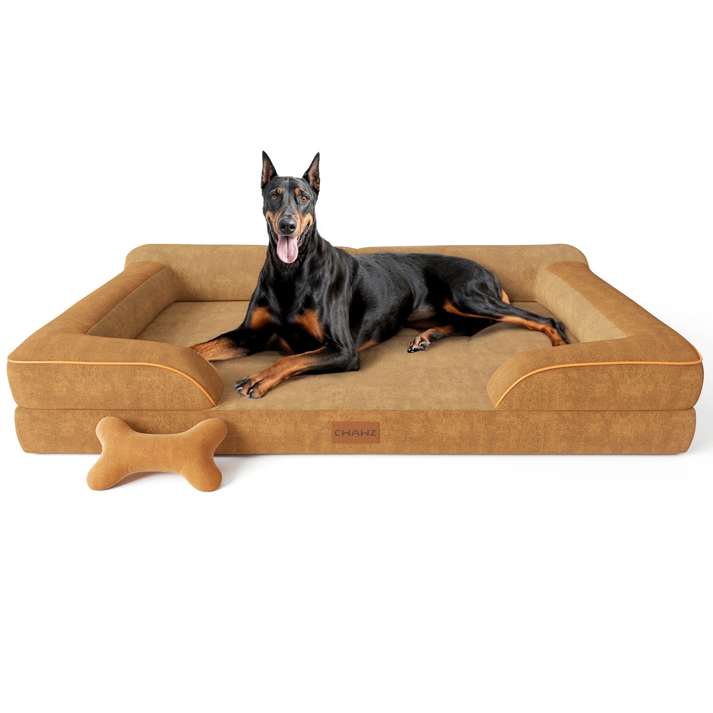 Dog Beds for Large Dogs, Orthopedic Dog Bed with Cooling Gel Memory Foam, Waterproof Large Dog Bed with Removable Washable Cover, 36" Dog Sofa Couch Dutch Velvet with Bone Toy