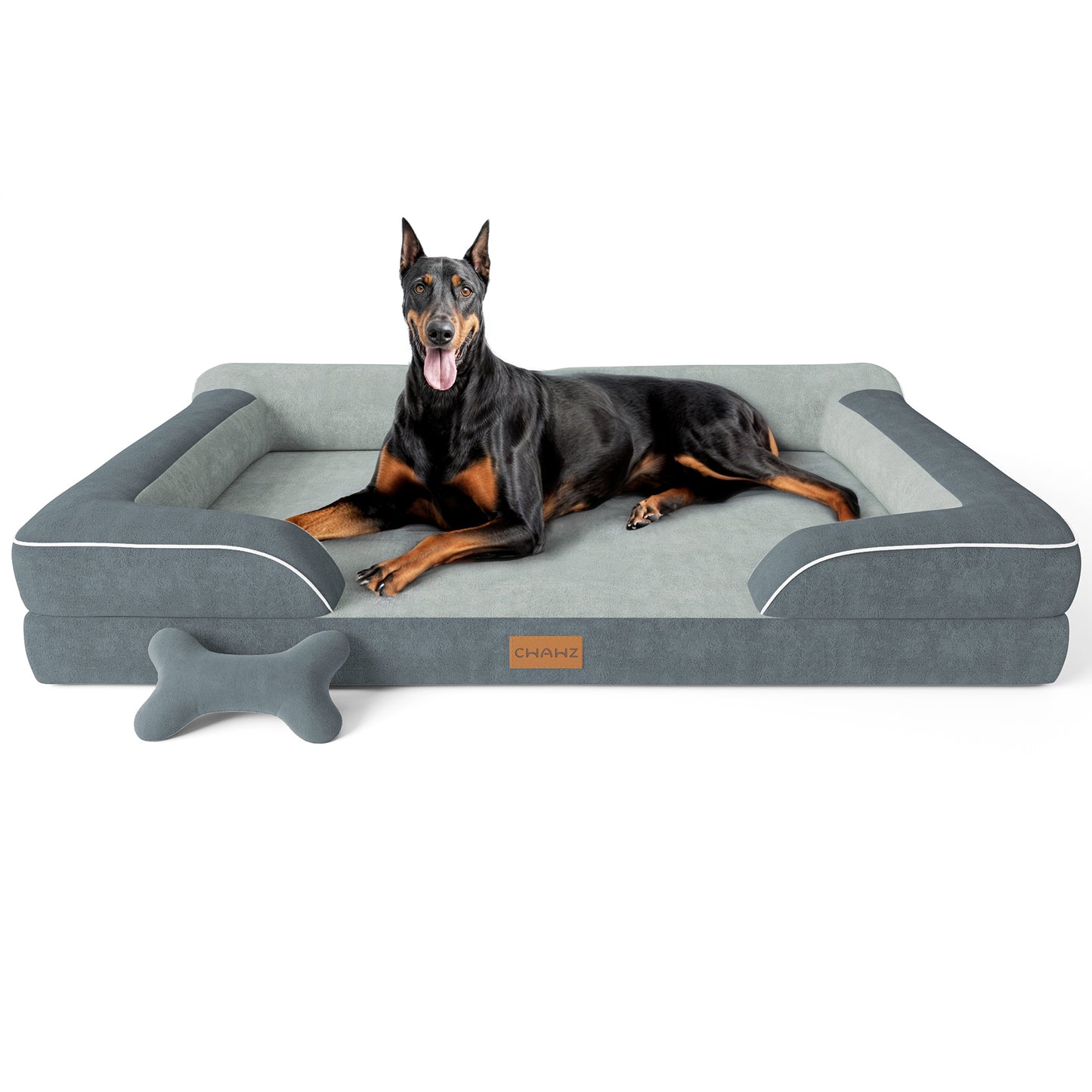 Dog Beds for Large Dogs, Orthopedic Dog Bed with Cooling Gel Memory Foam, Waterproof Large Dog Bed with Removable Washable Cover, 36" Dog Sofa Couch Dutch Velvet with Bone Toy